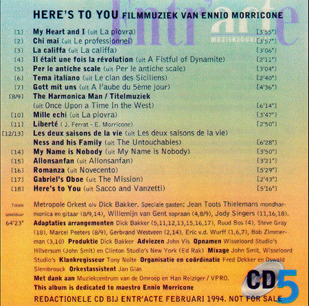 Metropole Orchestra : Here's To You: Filmmuziek Van Ennio Morricone (CDr, Comp, Promo)