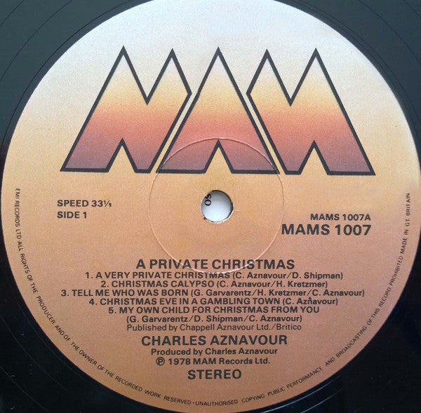 Charles Aznavour : A Private Christmas (LP, Album, RE)