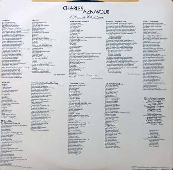 Charles Aznavour : A Private Christmas (LP, Album, RE)