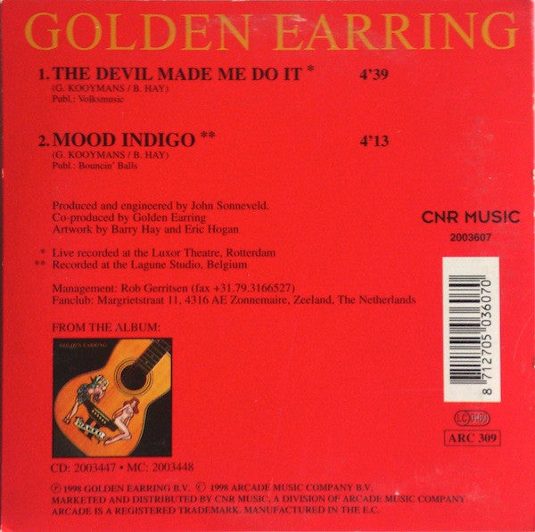 Golden Earring : The Devil Made Me Do It (CD, Single, Car)