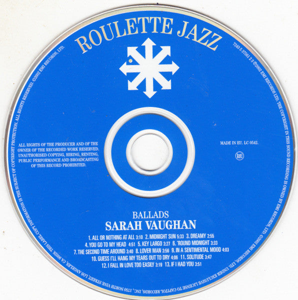 Sarah Vaughan : Ballads (CD, Comp)