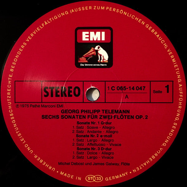 Georg Philipp Telemann - James Galway • Michel Debost : Sechs Sonaten Für Zwei Flöten, Op. 2 (LP, Album)