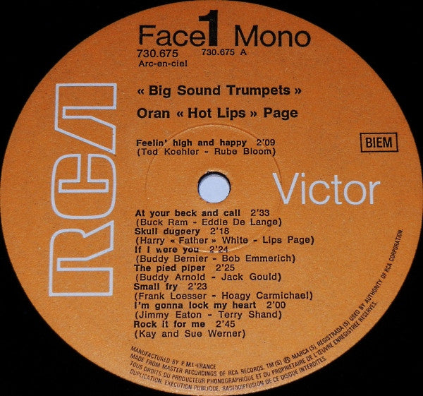 Hot Lips Page / Cootie Williams : Big Sound Trumpets (LP, Comp, Mono)
