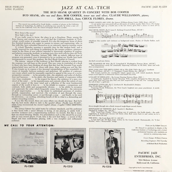 Bud Shank Quartet With Bob Cooper : Jazz At Cal-Tech (LP, Album, Mono, RE, Wes)