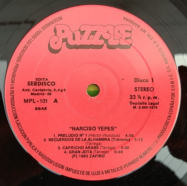 Narciso Yepes : Narciso Yepes (2xLP, Comp, Gat)