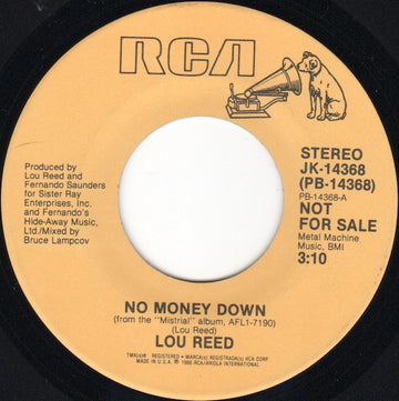 Lou Reed : No Money Down (7", Single, Promo)