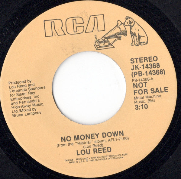 Lou Reed : No Money Down (7", Single, Promo)