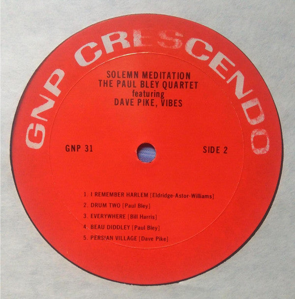 Paul Bley Quartet : Solemn Meditation (LP, Album, RE)