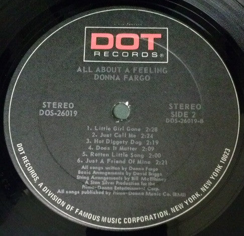 Donna Fargo : All About A Feeling (LP, Album, PRC)