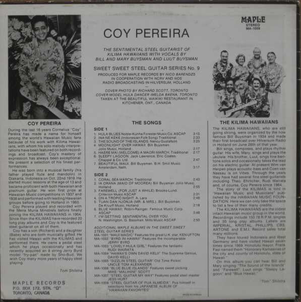 Coy Pereira & De Kilima Hawaiians : Sentimental Steel Guitarist Of The Kilima Hawaiians (LP, Album)
