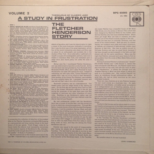 Fletcher Henderson : A Study In Frustration (The Fletcher Henderson Story) Volume 2 (LP, Comp, Mono)