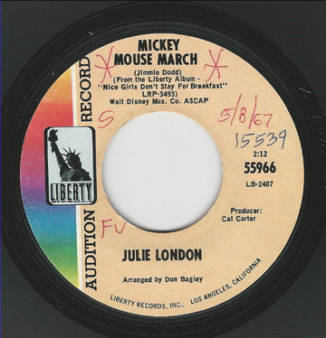 Julie London : Baby, Won't You Please Come Home (7", Promo, Styrene, Aud)