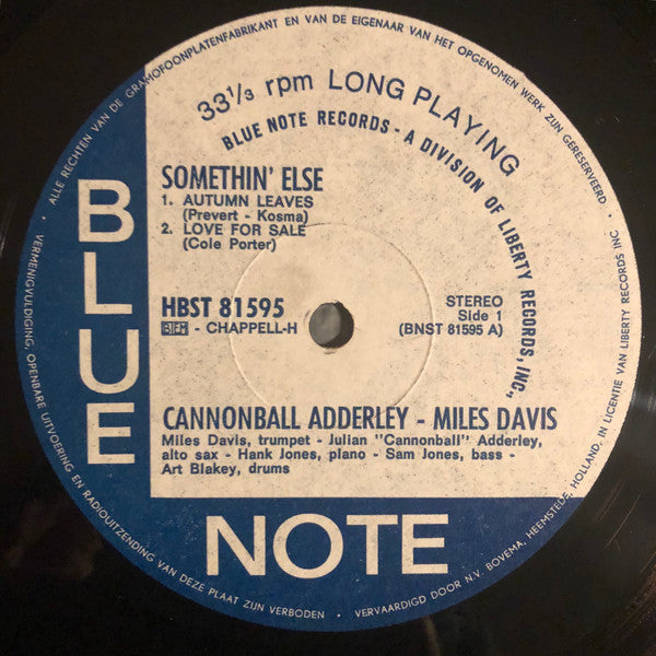 Cannonball Adderley : Somethin' Else (LP, Album, RE)