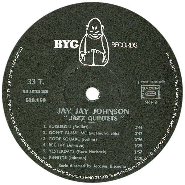 J.J. Johnson Featuring: Bud Powell, Sonny Rollins, Max Roach : Jazz Quintets (LP, Album, RE)