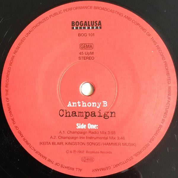Anthony B : Champaign / Vacation (12")