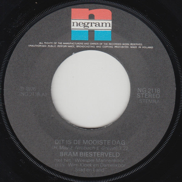 Bram Biesterveld : Dit Is De Mooiste Dag (7", Single)