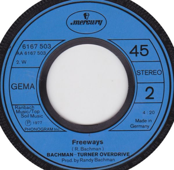 Bachman-Turner Overdrive : Down, Down (7", Single)