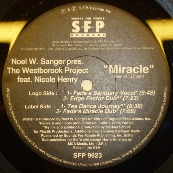 Noel W. Sanger Presents Westbrook Project Feat. Nicole Henry : Miracle (Part 2) (12")