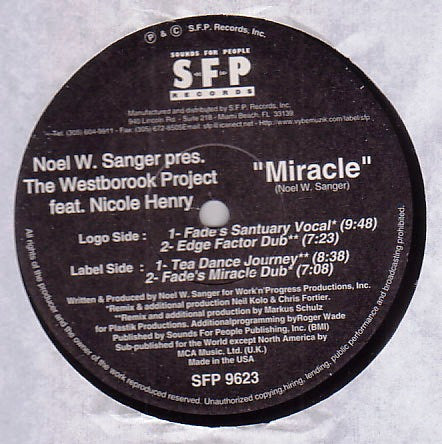 Noel W. Sanger Presents Westbrook Project Feat. Nicole Henry : Miracle (Part 2) (12")