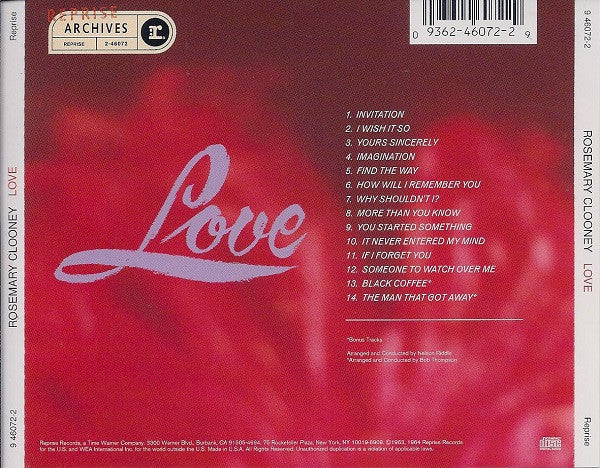Rosemary Clooney : Love (CD, Album, RE)