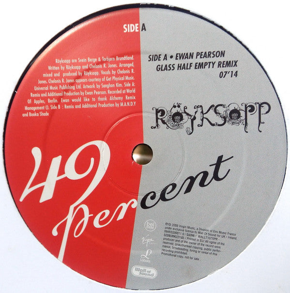 Röyksopp : 49 Percent (12", Promo)
