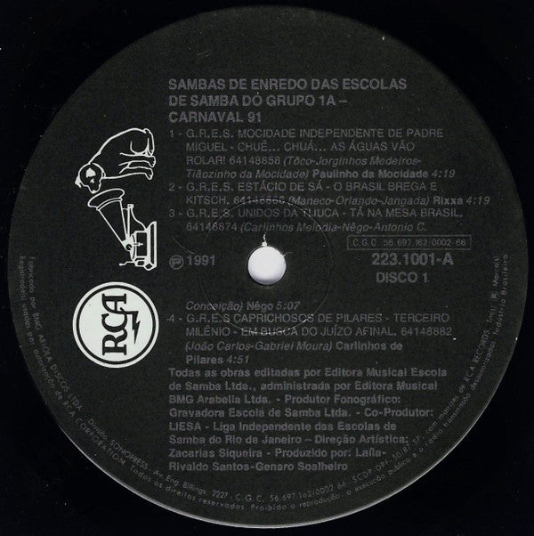 Various : Sambas De Enredo Das Escolas De Samba Do Grupo 1A - Carnaval 91 (2xLP)