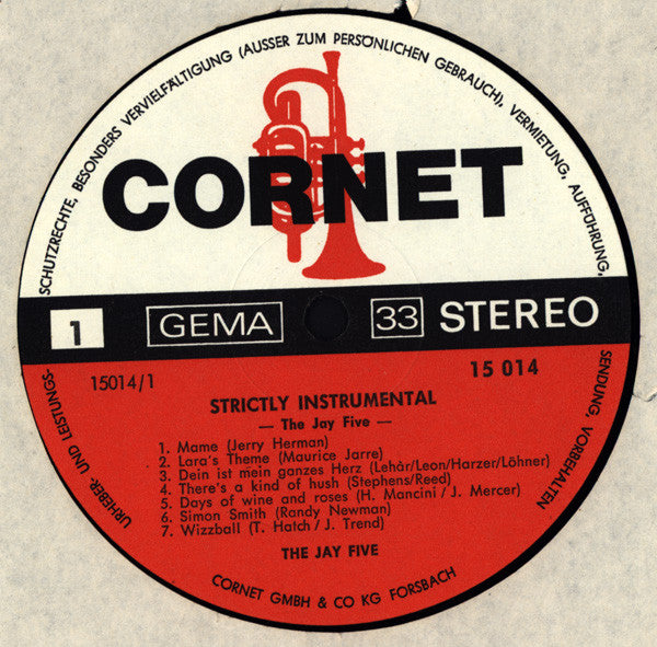 The Jay Five : Strictly Instrumental (LP, Album)