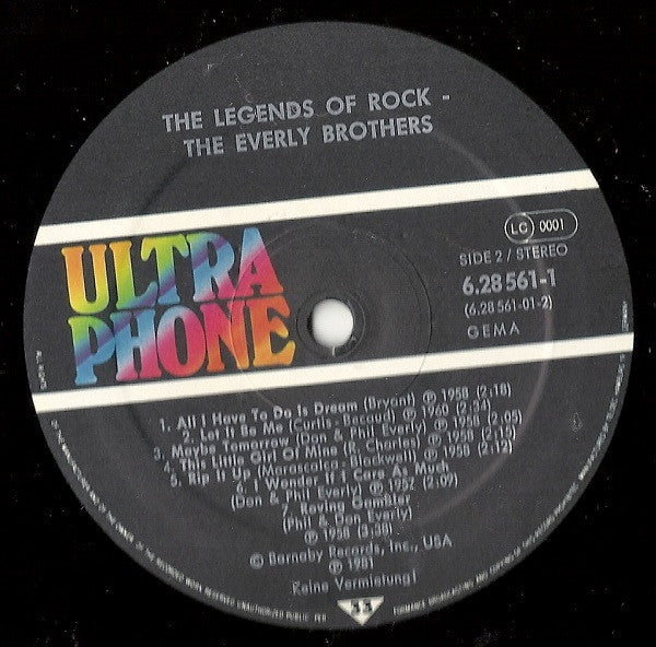 Everly Brothers : The Legends Of Rock (2xLP, Comp)