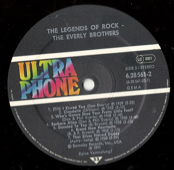 Everly Brothers : The Legends Of Rock (2xLP, Comp)