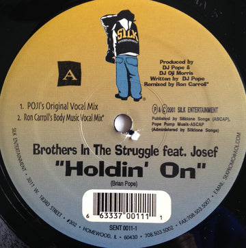 Brothers In The Struggle : Holdin' On (12")