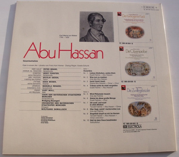Wolfgang Sawallisch, Weber*, Chor Der Bayerischen Staatsoper, Orchester Der Bayerischen Staatsoper München*, Edda Moser, Nicolai Gedda, Kurt Moll : Abu Hassan (LP, Album, Quad)