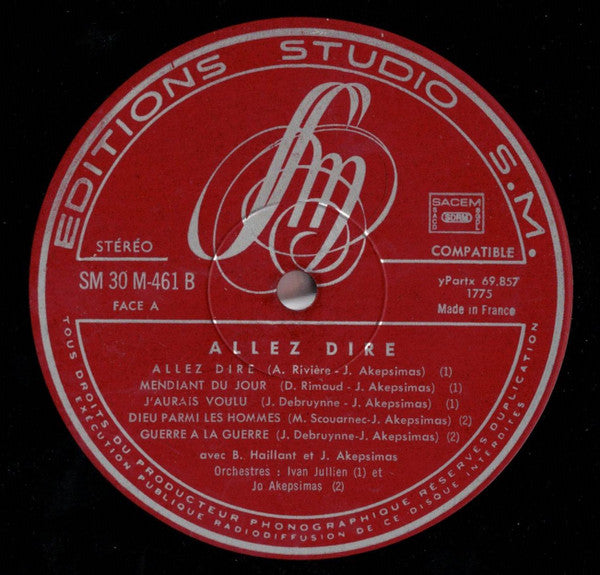 Jo Akepsimas : Allez Dire (LP, Album)