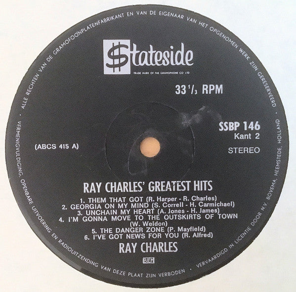Ray Charles : Greatest Hits (LP, Comp, Mono, Club)