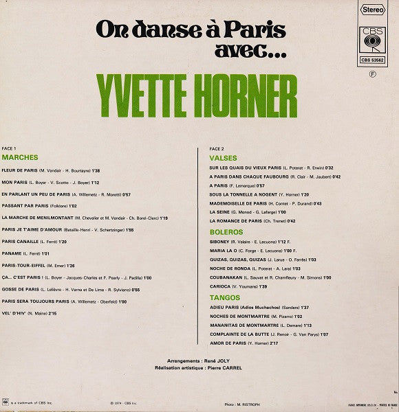 Yvette Horner : On Danse À Paris Avec...Yvette Horner (LP)