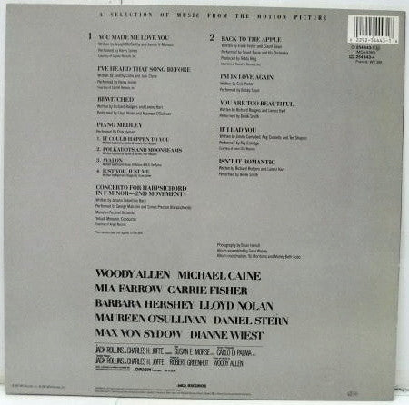 Various : Hannah And Her Sisters (A Selection Of Music From The Motion Picture) (LP, Comp)