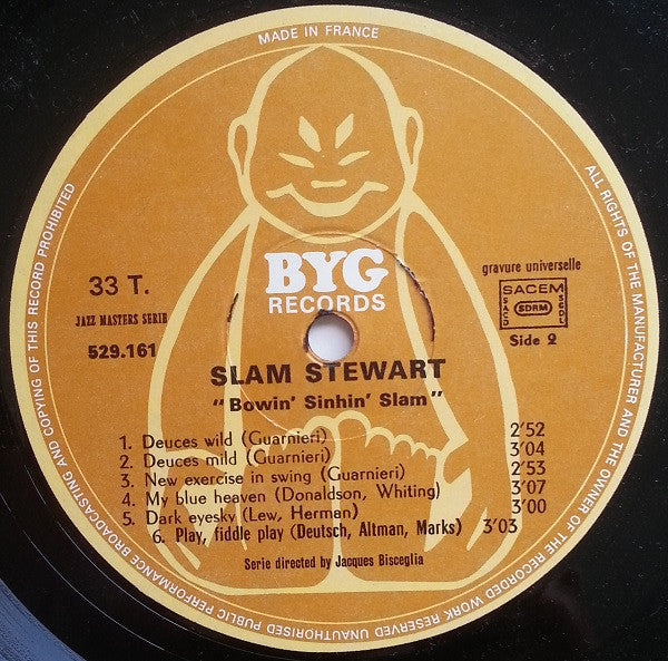 Slam Stewart Featuring Erroll Garner And Johnny Guarnieri : Bowin' Singin' Slam (LP, Album, RE)