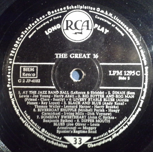 Muggsy Spanier's Ragtime Band : The Great 16 (LP, Comp, Mono)