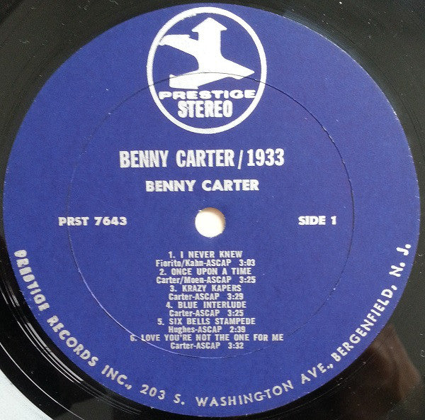 Benny Carter : 1933 (LP, Comp, RE, RM)