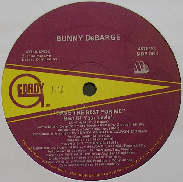 Bunny DeBarge : Save The Best For Me (Best Of Your Lovin') (12")