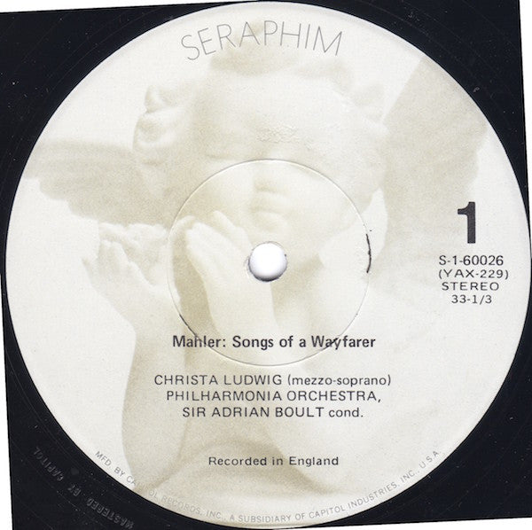 Mahler* / Christa Ludwig, Philharmonia Orchestra, Sir Adrian Boult, André Vandernoot : Songs Of A Wayfarer & Kindertotenlieder (LP, RE)