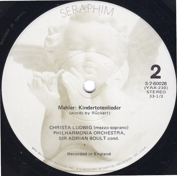 Mahler* / Christa Ludwig, Philharmonia Orchestra, Sir Adrian Boult, André Vandernoot : Songs Of A Wayfarer & Kindertotenlieder (LP, RE)