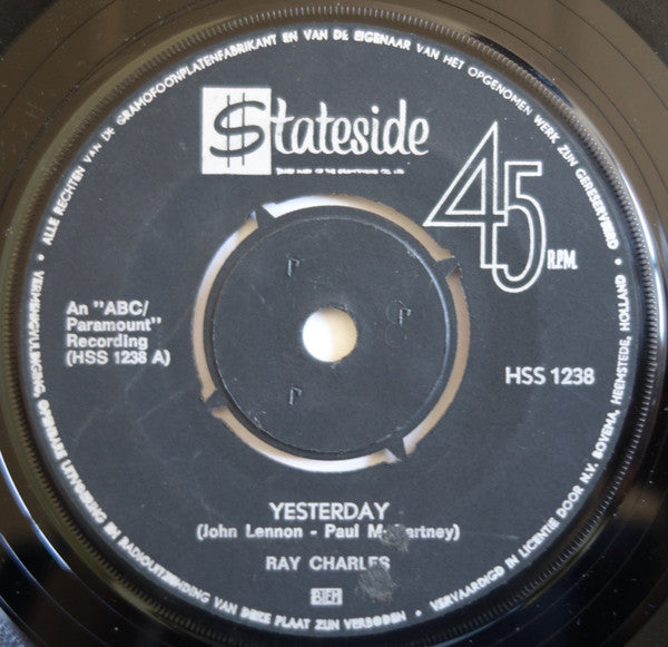 Ray Charles : Yesterday / Never Had Enough Of Nothing Yet (7")