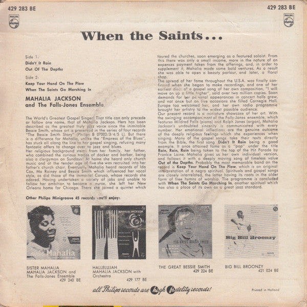 Mahalia Jackson : When The Saints.... (7", EP)
