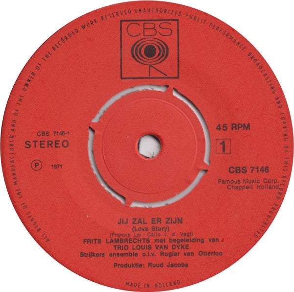 Frits Lambrechts : Jij Zal Er Zijn (Love Story) (7", Single)