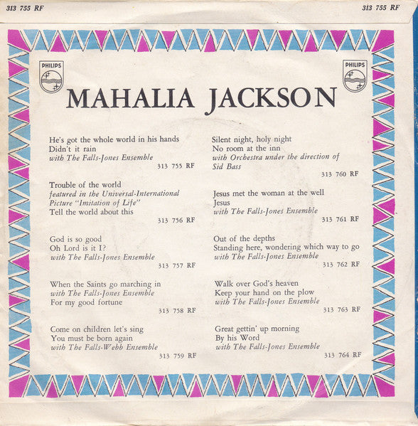 Mahalia Jackson : He's Got The Whole World In His Hands (7", Single, Mono)