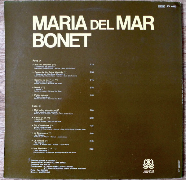 Maria Del Mar Bonet : Maria Del Mar Bonet (LP, Comp)