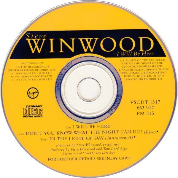 Steve Winwood : I Will Be Here (CD, Single)