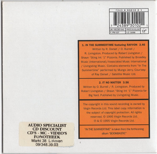 Shaggy Featuring Rayvon : In The Summertime (CD, Single, Car)