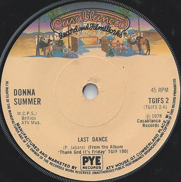 Donna Summer : Last Dance (7", Single, Sol)