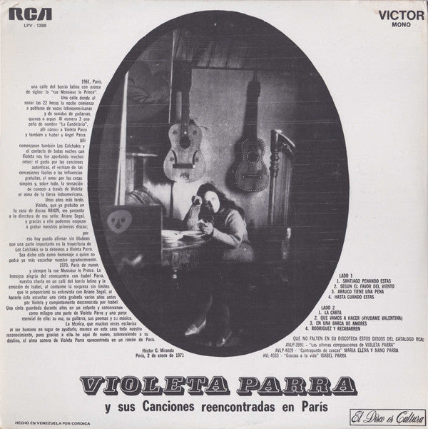 Violeta Parra : Violeta Parra y Sus Canciones Reencontradas En París (LP, Album, Mono)